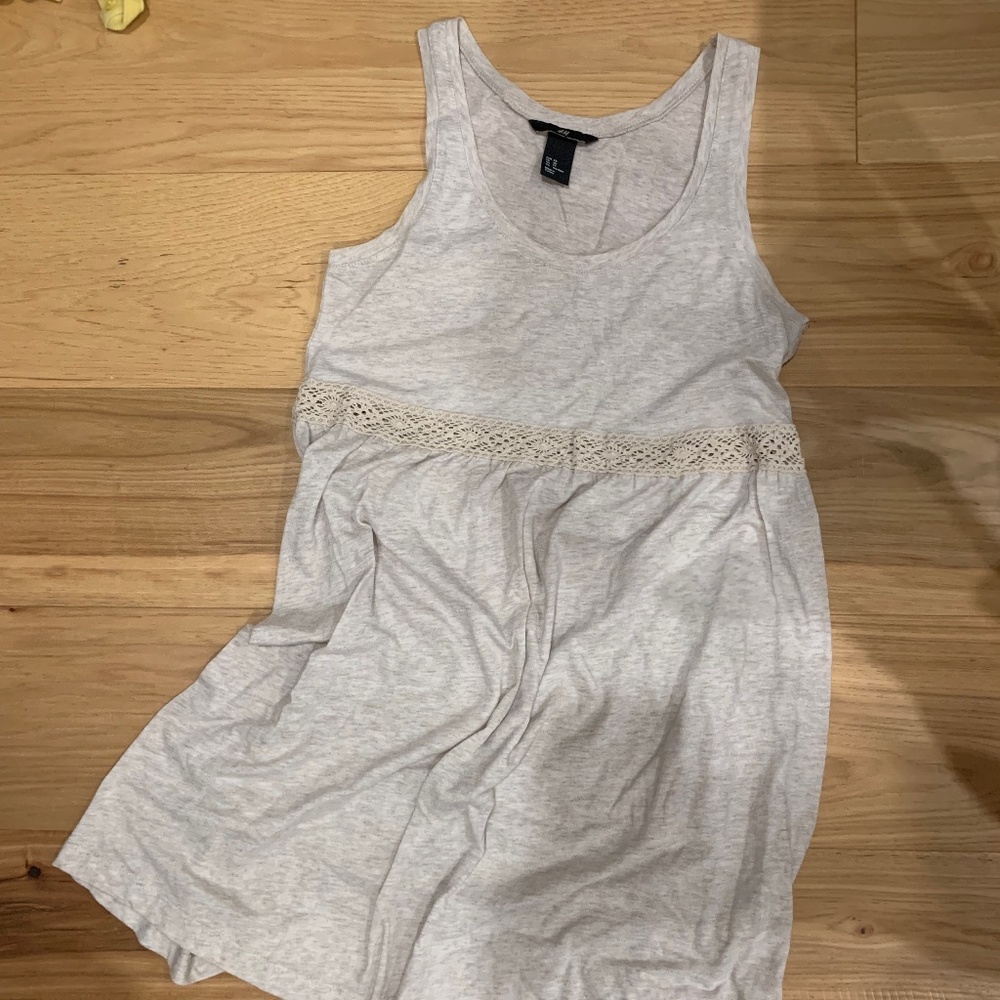 Cottagecore Cotton and Lace Empire Waist Cream Dress